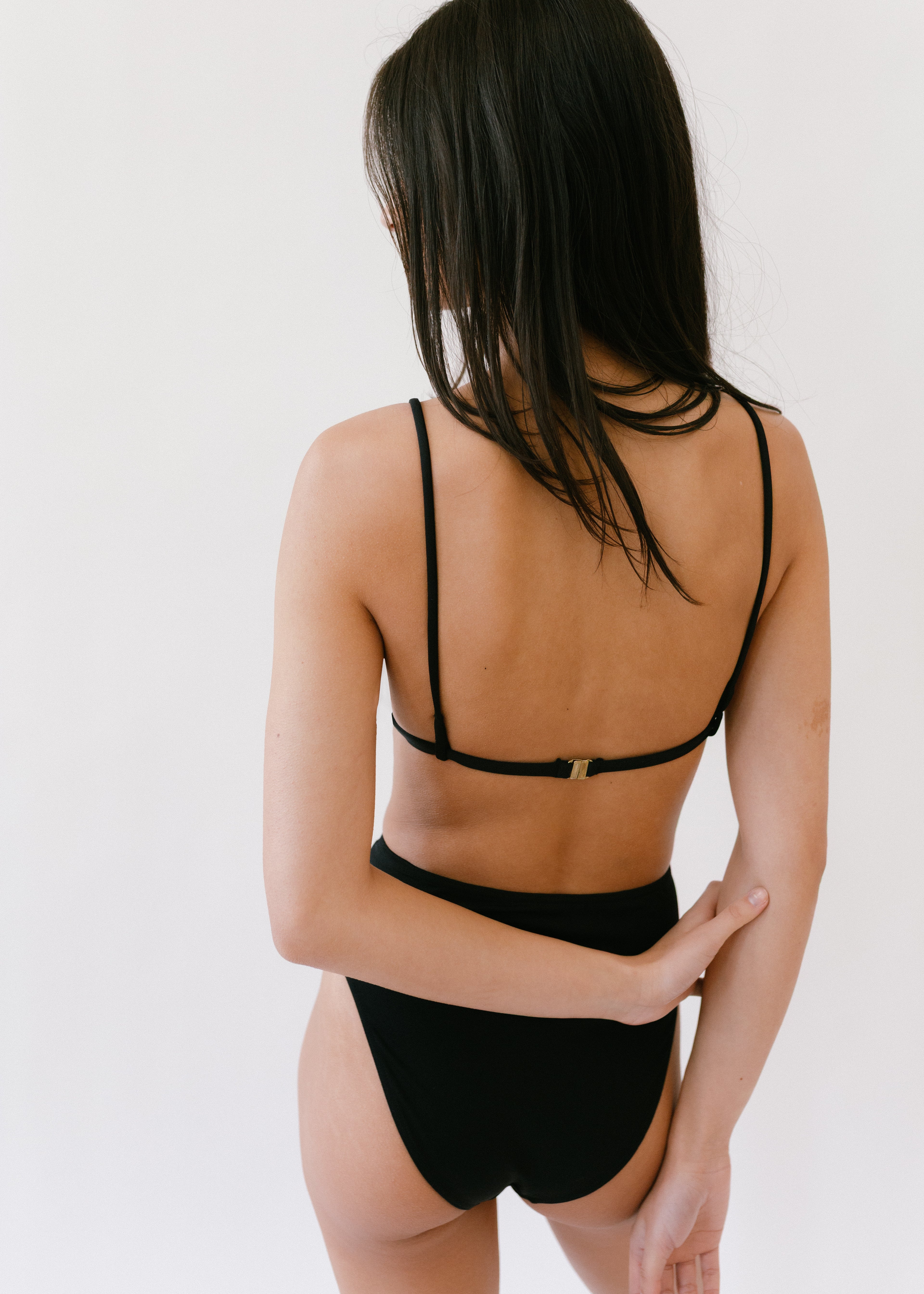 Pattie High Waisted Bikini bottoms - Black